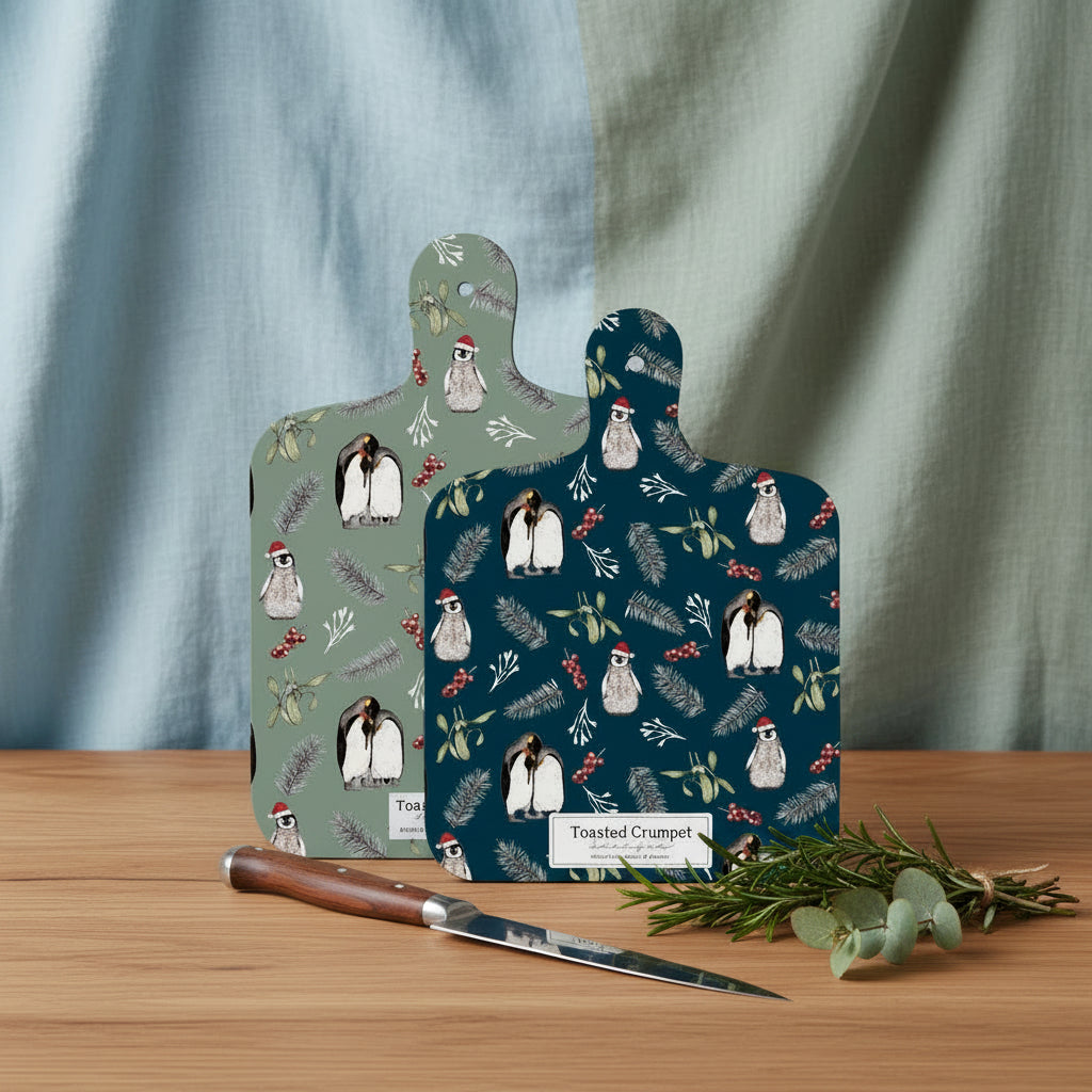 Christmas Penguins Mini Double Sided Chopping Board