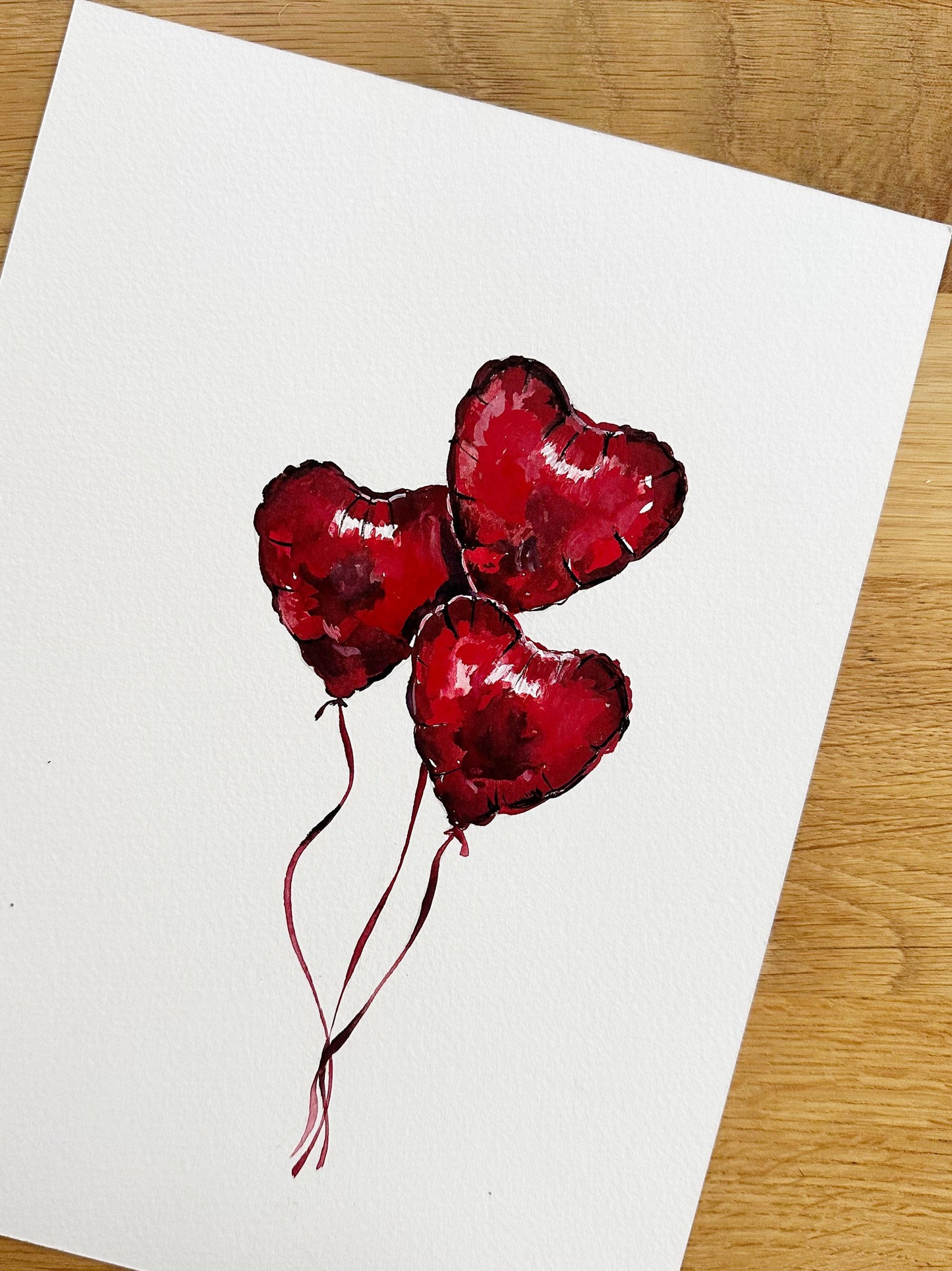 Valentines penguin chick watercolour greetings card, anniversary card