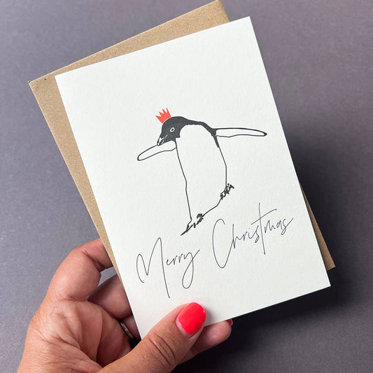 Christmas Penguin Letterpress Card | Christmas Card