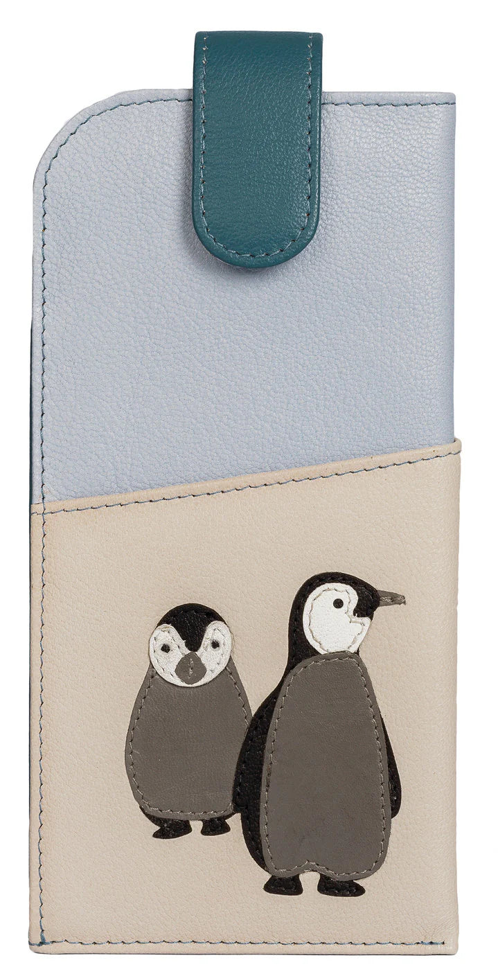 Ollie Penguin Leather Glasses Case