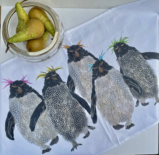 Rockhopper Penguins Tea Towel