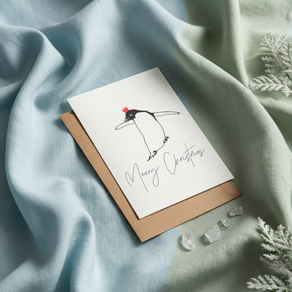 Christmas Penguin Letterpress Card | Christmas Card