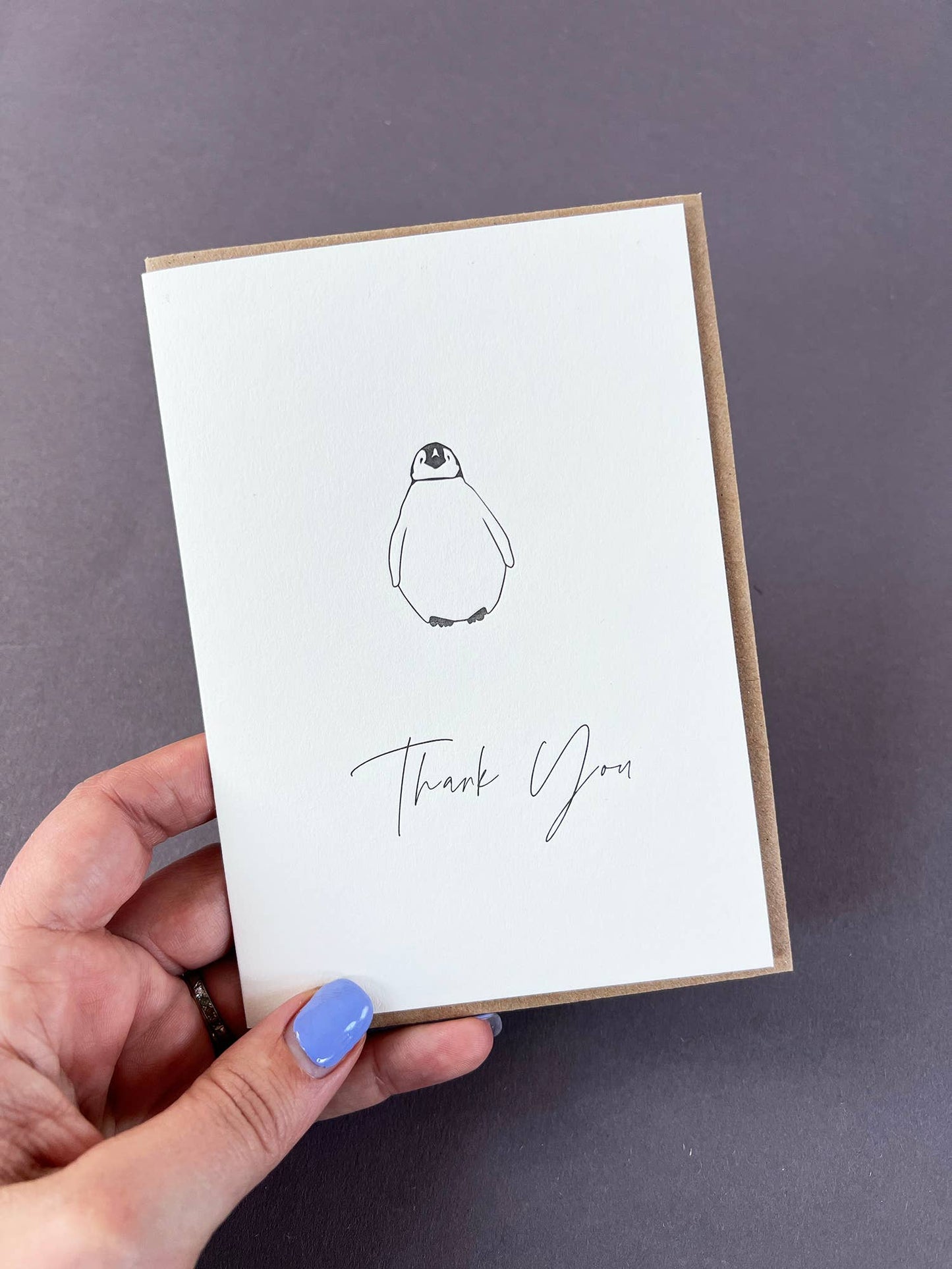 Thank You Penguin Letterpress Card |Thank you Card