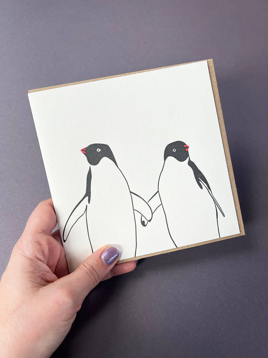 Penguins in Love Letterpress card | Anniversary Card