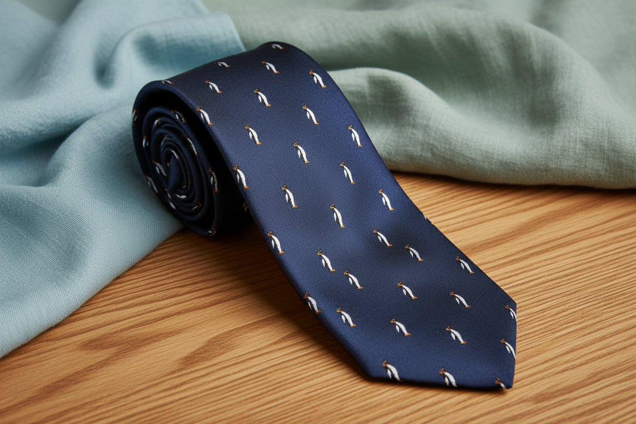 Classic Navy Penguin Tie