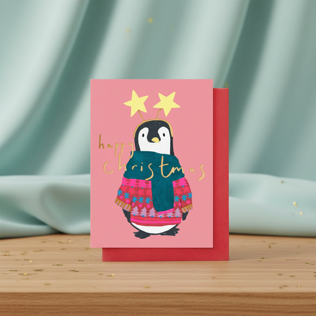 Christmas Penguin with Stars