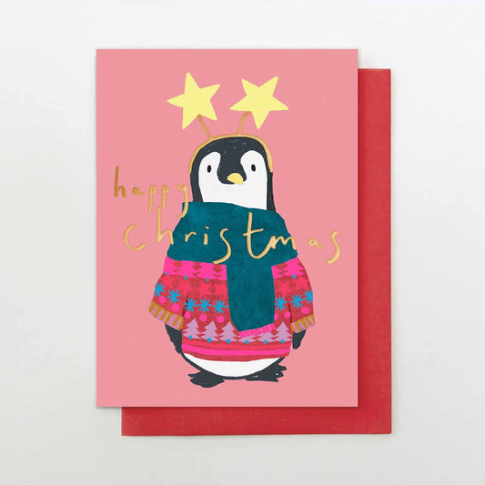 Christmas Penguin with Stars