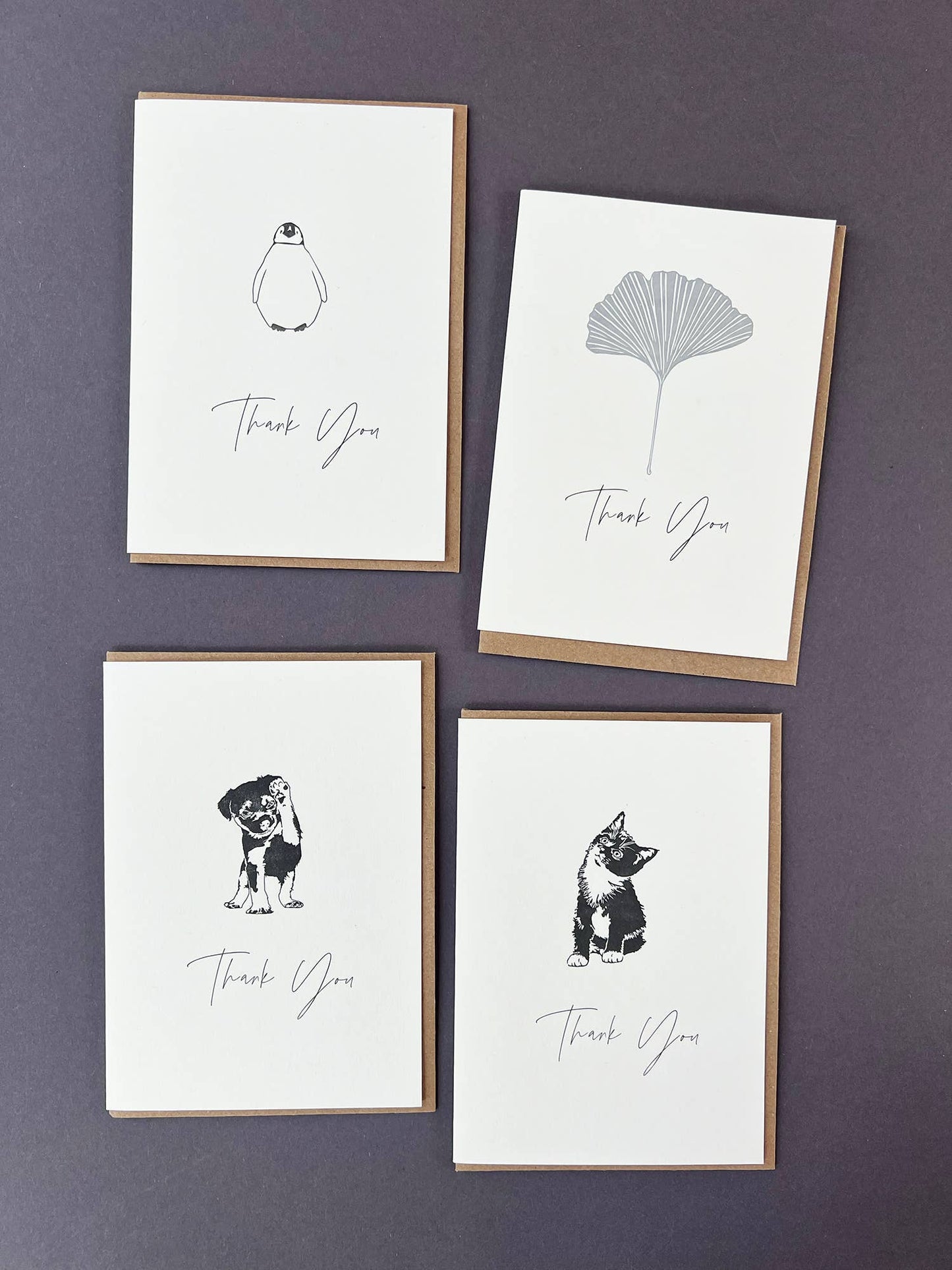 Thank You Penguin Letterpress Card |Thank you Card