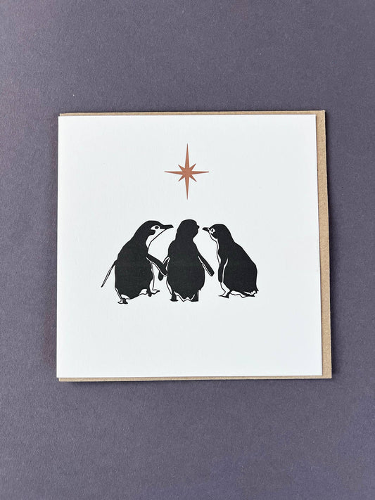 Three Wise Penguins Letterpress Card