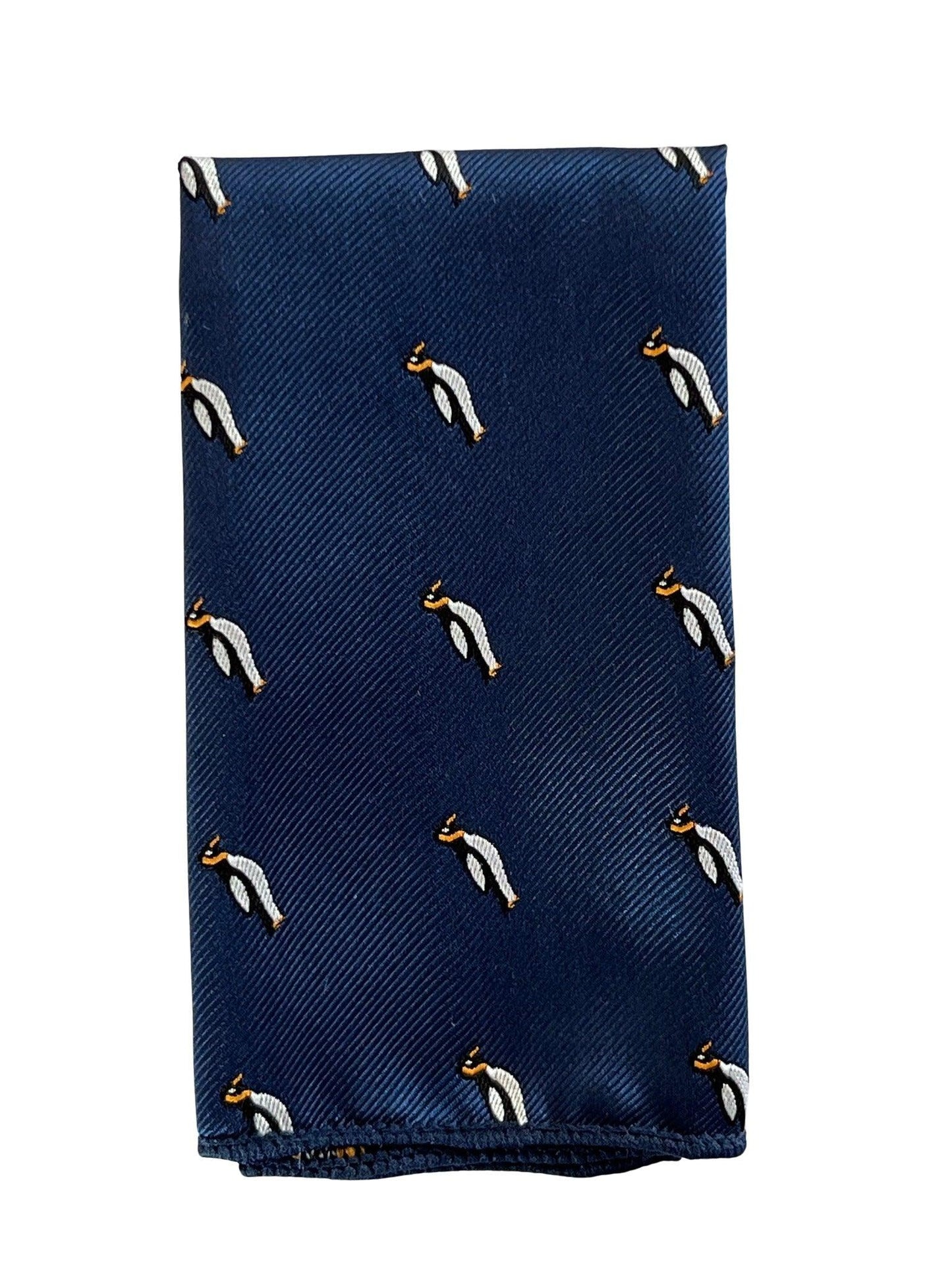 Midnight Navy Penguin Pocket Square