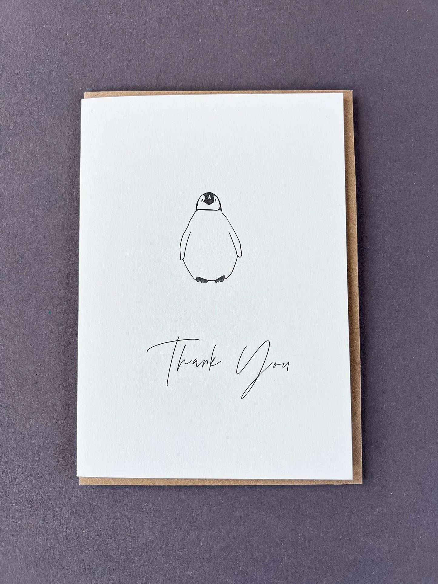 Thank You Penguin Letterpress Card |Thank you Card