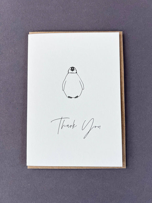 Thank You Penguin Letterpress Card |Thank you Card