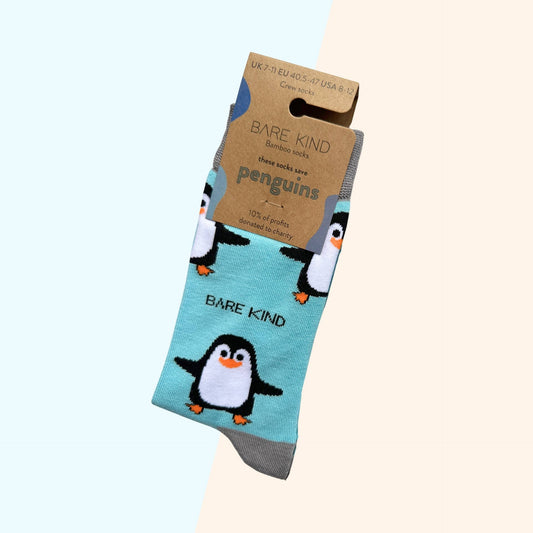 Penguin Socks | Bamboo Socks | Aqua Socks: Penguins / Single Pair / UK Adult 7-11