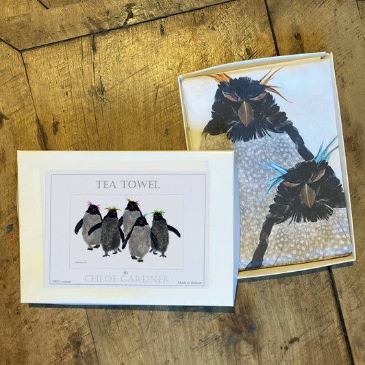 Rockhopper Penguins Tea Towel