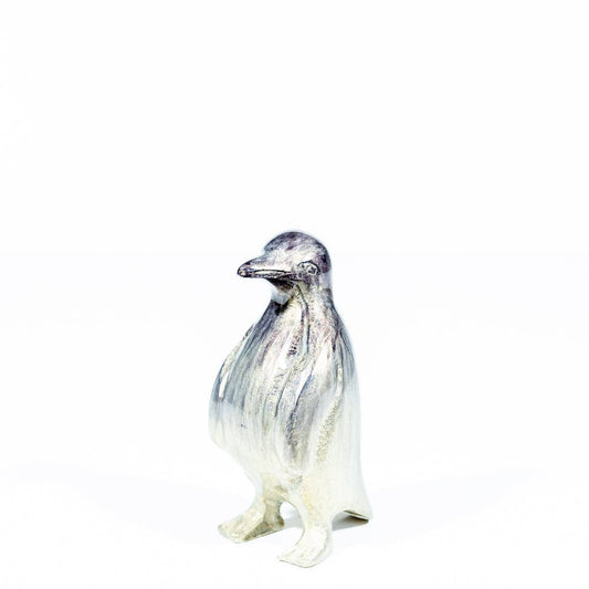 Brushed Silver Penguin Medium 9 cm