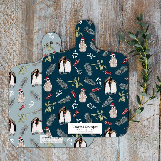 Christmas Penguins Mini Double Sided Chopping Board