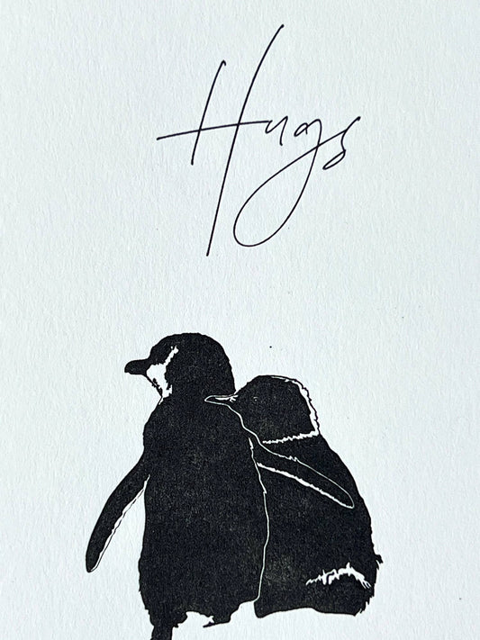 Penguin Hugs Letterpress Card | Sympathy Card | Love Card