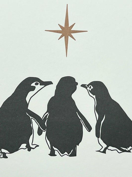 Three Wise Penguins Letterpress Card