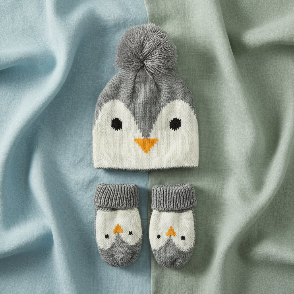 Penguin Hat and Mittens: 12-24 months