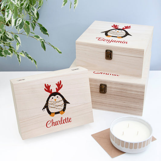Personalised Festive Penguin Christmas Eve Box