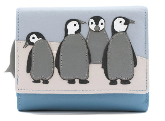 Ollie Penguin Leather Tri Fold Purse