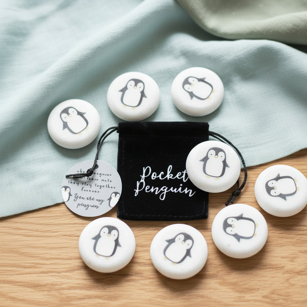 Pocket Penguin Marble Keepsake Stone
