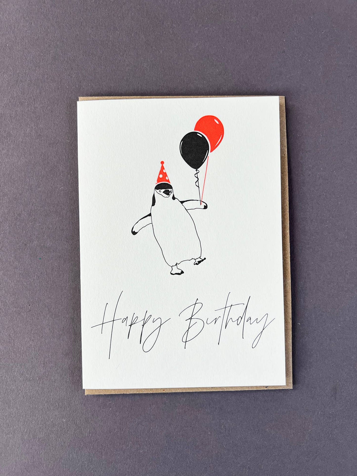 Birthday Penguin Letterpress Card