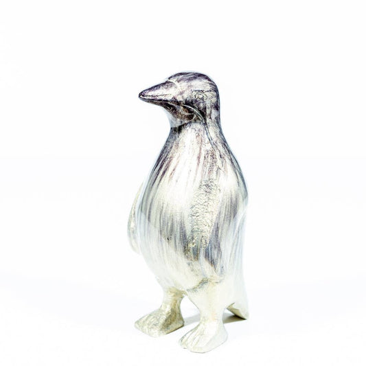 Brushed Silver Penguin Large 12 cm