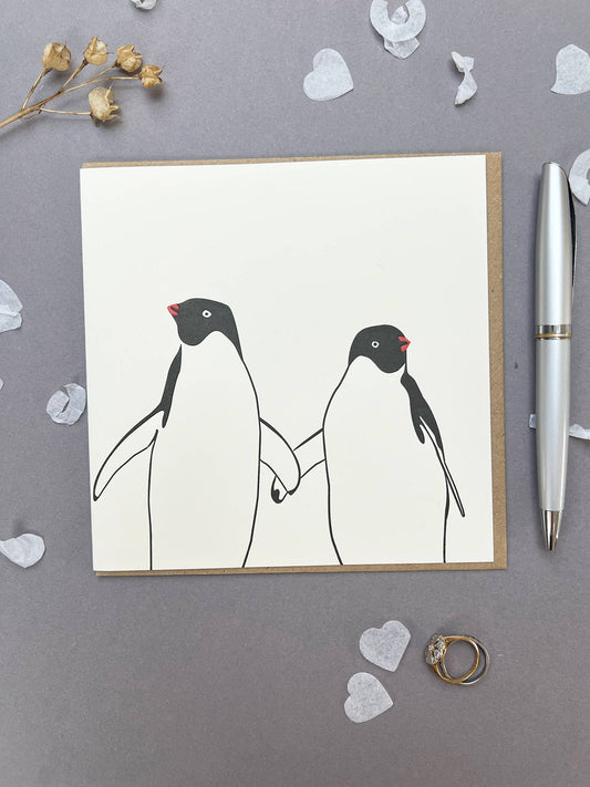 Penguins in Love Letterpress card | Anniversary Card