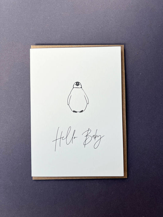 Hello Baby Penguin Card | New Baby Card