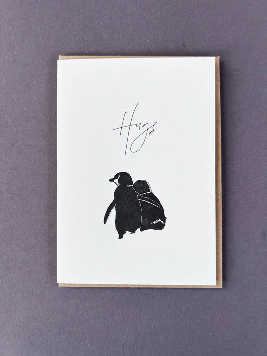 Penguin Hugs Letterpress Card | Sympathy Card | Love Card