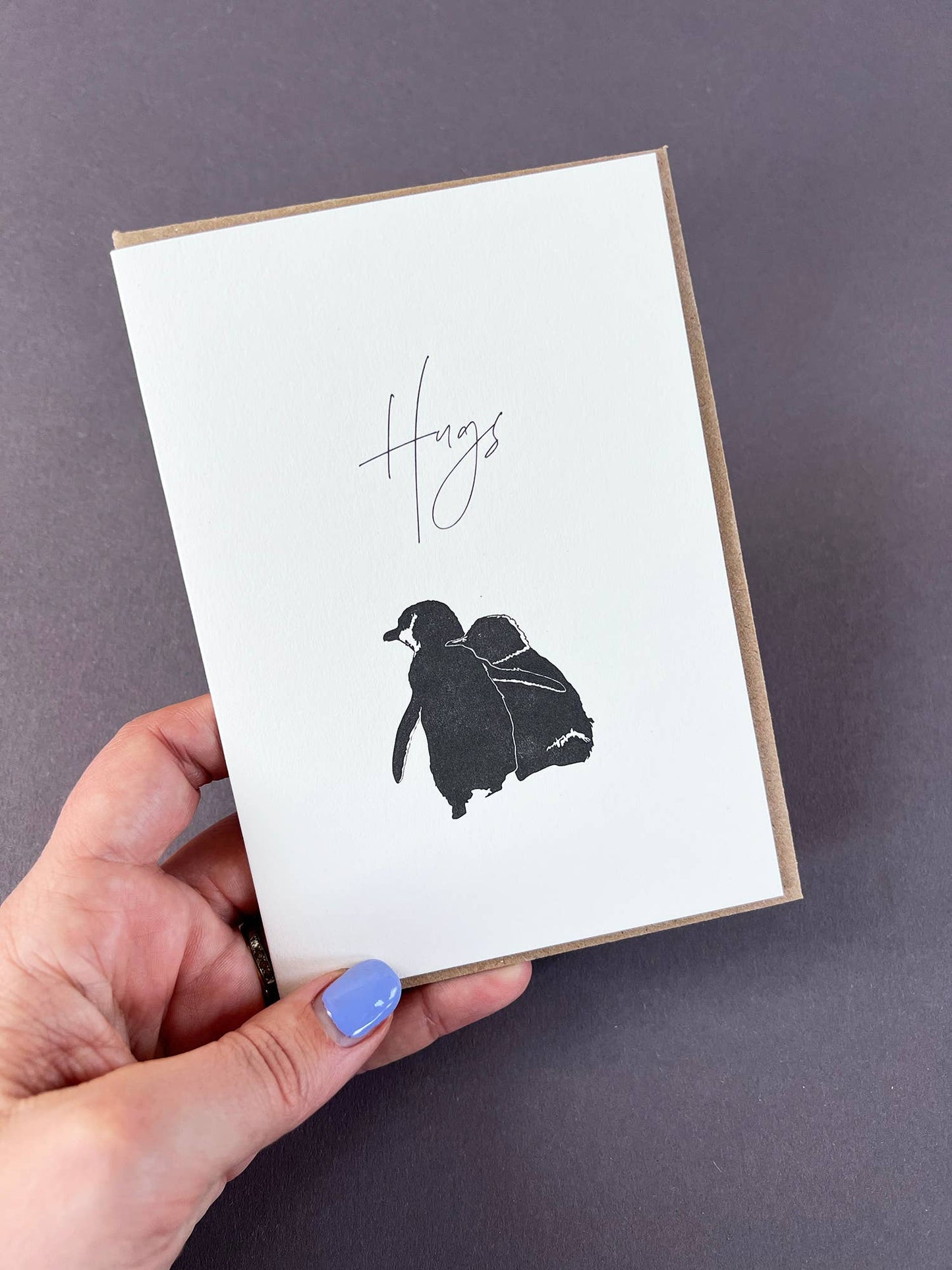 Penguin Hugs Letterpress Card | Sympathy Card | Love Card