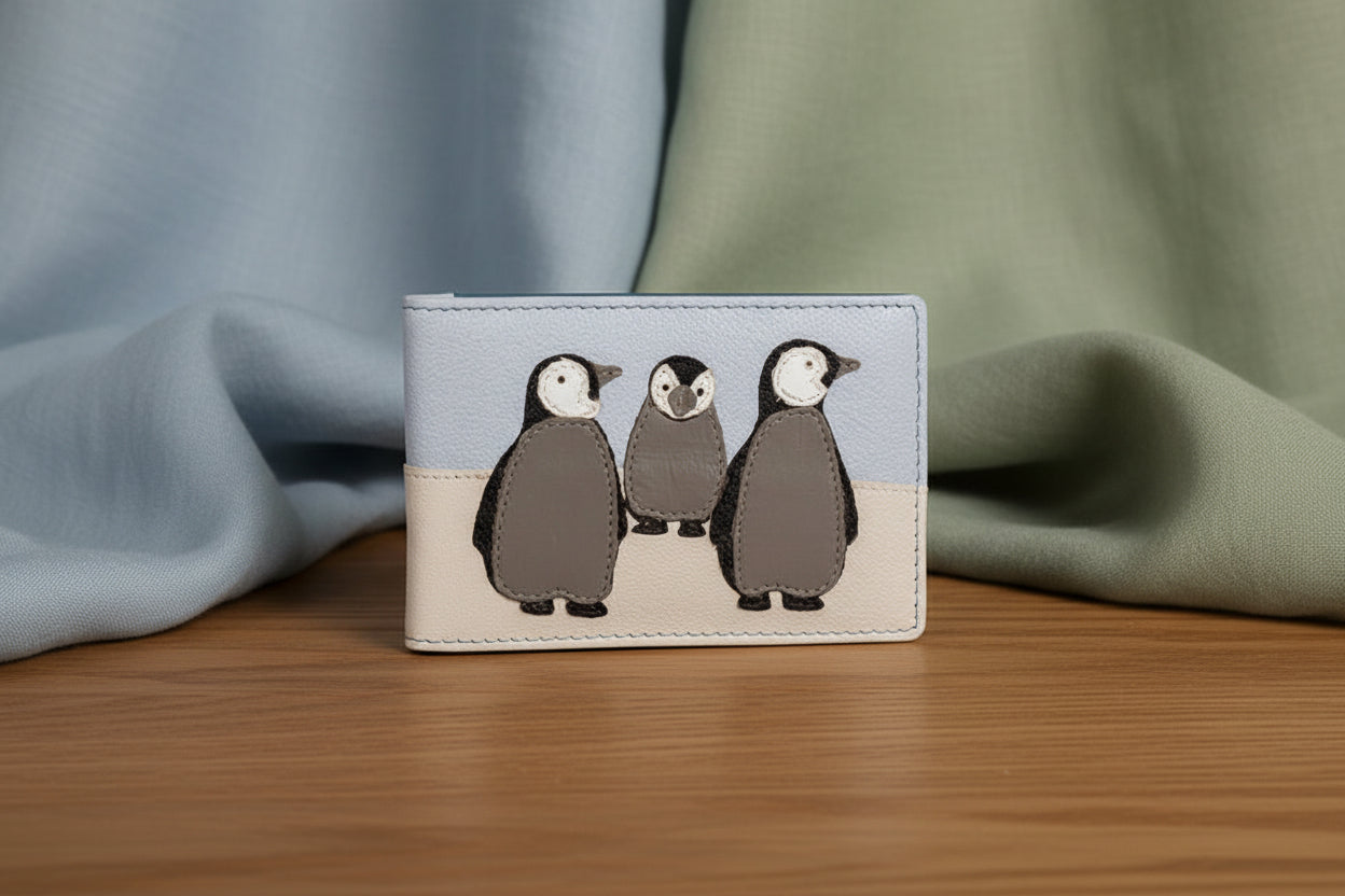 Ollie Penguin Leather ID , Travel Card , Oyster Card Holder