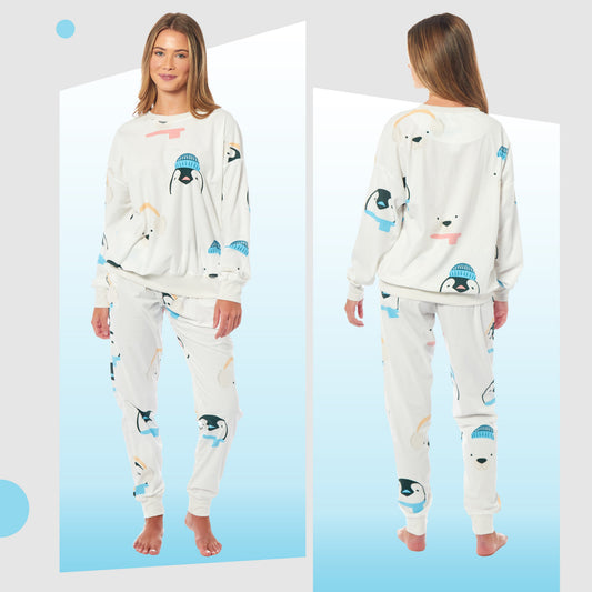 Women's Penguins & Polar Bears Soft Fleece Pyjama Set
